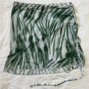 Women’s Green Boho Mesh Swim Cover-Up Skirt